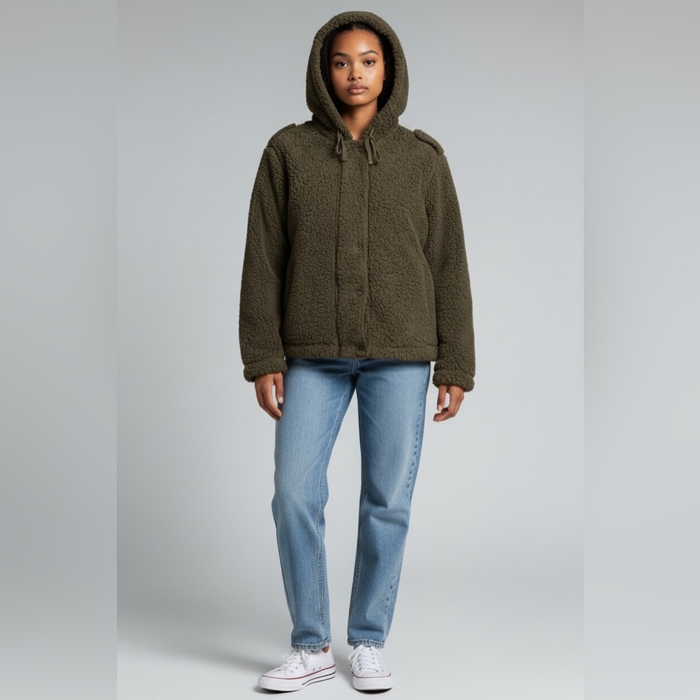 Perch by Blu Pepper Oversized Teddy Sherpa Hooded Jacket